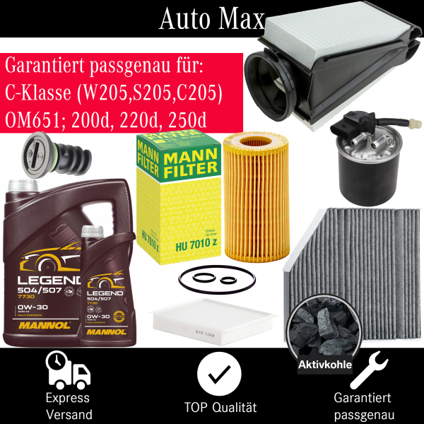 Filterset Inspektionspaket MERCEDES C-KLASSE W205 | OM651 C200d C220d C250d | ÖL