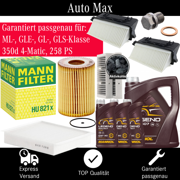 Filterset Inspektionspaket MERCEDES GLE ML 350 OM642 W166 X166 C292 258PS | + ÖL