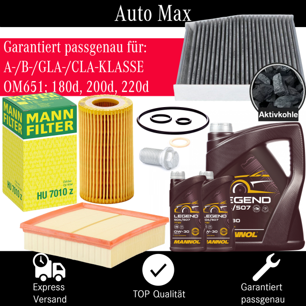 Filterset Inspektionspaket MERCEDES A B KLASSE CLA W176 W246 180 200 220 | + Öl
