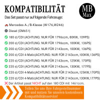 Filterset Inspektionspaket MERCEDES A B KLASSE CLA W176 W246 180 200 220 | + Öl