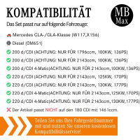Filterset Inspektionspaket MERCEDES A B KLASSE CLA W176 W246 180 200 220 | + Öl