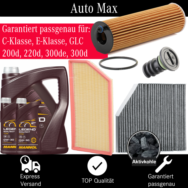 Filterset Inspektionspaket MERCEDES E-Klasse W213 C-Klasse W205 200d 220d | + Öl