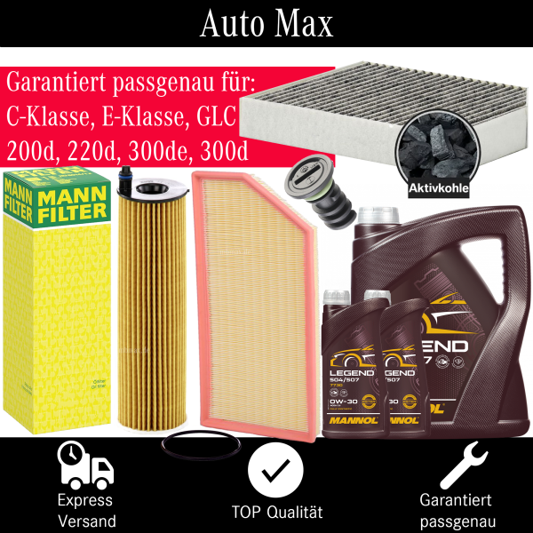 Filterset Inspektionspaket MERCEDES E-Klasse W213 C-Klasse W205 200d 220d | + Öl
