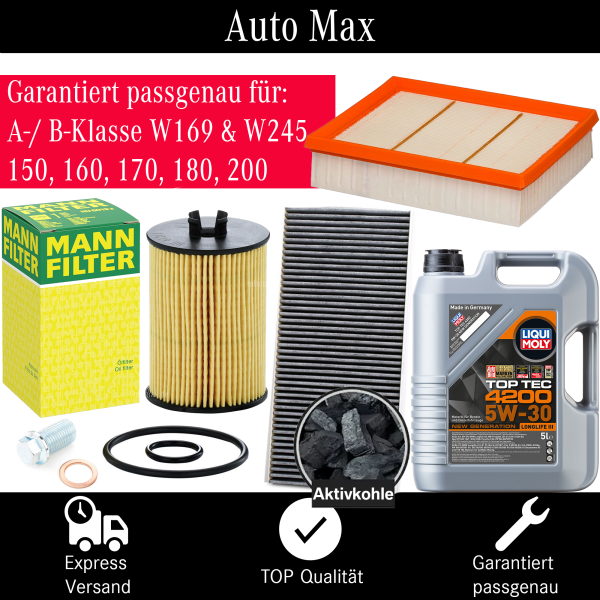 Filterset Inspektionspaket MERCEDES A-Klasse B-Klasse W169 W245 160 170 180 200